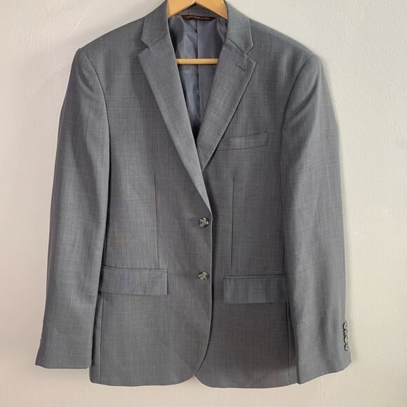 Perry Ellis Sz 38 Short Classic Fit Blazer Jacket Gray 2 Button Formal Business - Picture 2 of 13